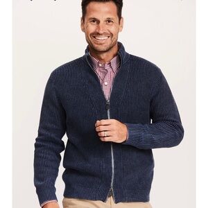 Tyler Boe Men’s BLUE Mineral Wash Zip Front Jacket Sweater Size XL Pockets $180